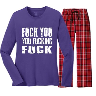 Fuck You Fucking Cool Sayings Hipster Women's Long Sleeve Flannel Pajama Set 