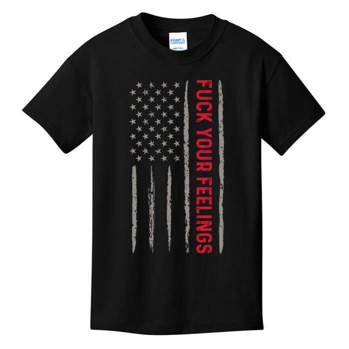 Fuck Your Feelings Vintage American US Flag Kids T-Shirt