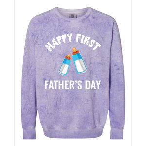 First Year Fathers Day Funny Bottles Milk Best Daddy Cool Gift Colorblast Crewneck Sweatshirt