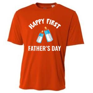 First Year Fathers Day Funny Bottles Milk Best Daddy Cool Gift Cooling Performance Crew T-Shirt