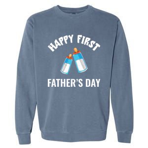 First Year Fathers Day Funny Bottles Milk Best Daddy Cool Gift Garment-Dyed Sweatshirt