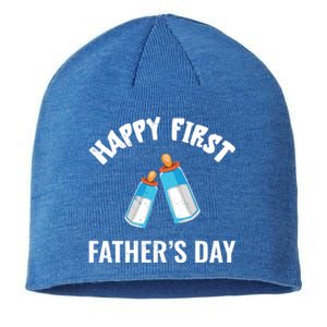 First Year Fathers Day Funny Bottles Milk Best Daddy Cool Gift Sustainable Beanie