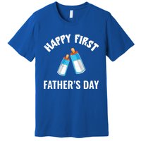 First Year Fathers Day Funny Bottles Milk Best Daddy Cool Gift Premium T-Shirt