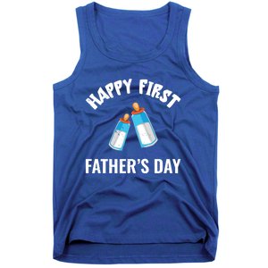 First Year Fathers Day Funny Bottles Milk Best Daddy Cool Gift Tank Top