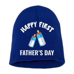 First Year Fathers Day Funny Bottles Milk Best Daddy Cool Gift Short Acrylic Beanie