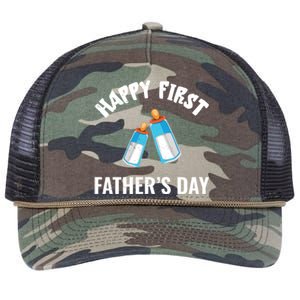 First Year Fathers Day Funny Bottles Milk Best Daddy Cool Gift Retro Rope Trucker Hat Cap