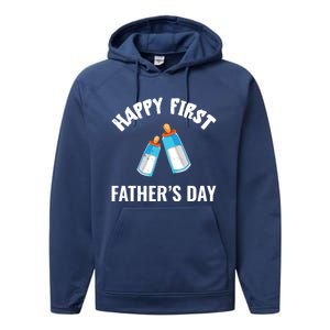 First Year Fathers Day Funny Bottles Milk Best Daddy Cool Gift Performance Fleece Hoodie