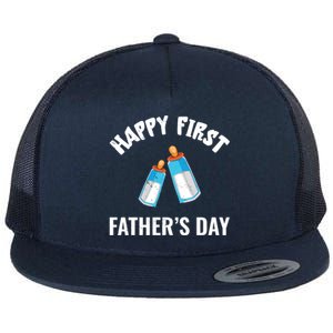 First Year Fathers Day Funny Bottles Milk Best Daddy Cool Gift Flat Bill Trucker Hat