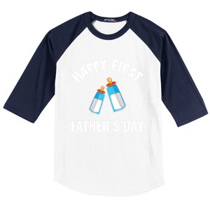 First Year Fathers Day Funny Bottles Milk Best Daddy Cool Gift Baseball Sleeve Shirt