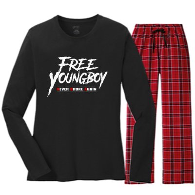 Free Y.O.U.N.G.B.O.Y Women's Long Sleeve Flannel Pajama Set 