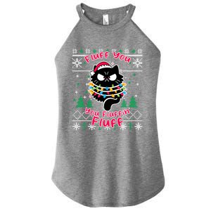 Fluff You Fluffin Cat Pyjamas Pj Ugly Xmas Funny Christmas Gift Women's Perfect Tri Rocker Tank