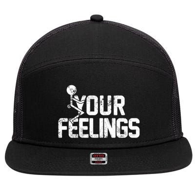 Fuck Your Feelings Grunge Vintage Retro 7 Panel Mesh Trucker Snapback Hat