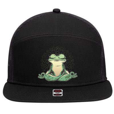 Funny Yoga Frog Meditating Zen For Yoga Frog Lovers 7 Panel Mesh Trucker Snapback Hat