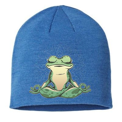 Funny Yoga Frog Meditating Zen For Yoga Frog Lovers Sustainable Beanie