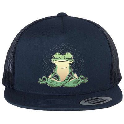 Funny Yoga Frog Meditating Zen For Yoga Frog Lovers Flat Bill Trucker Hat