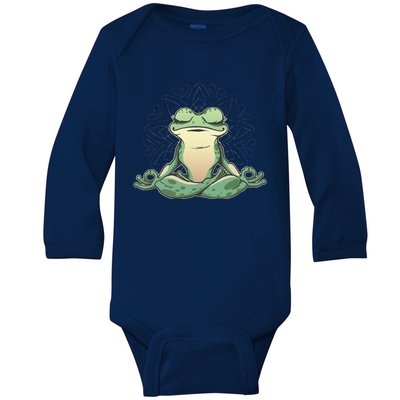 Funny Yoga Frog Meditating Zen For Yoga Frog Lovers Baby Long Sleeve Bodysuit