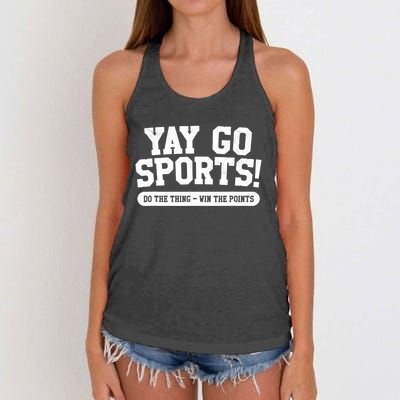 Funny Yay Go Sports Gift Funny Sports Gift Women's Knotted Racerback Tank