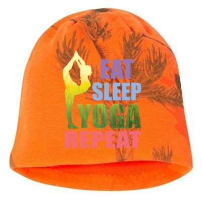 Funny Yoga Gift Eat Sleep Yoga Repeat Meditation Gift Kati - Camo Knit Beanie