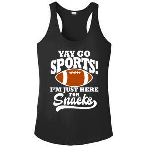 Funny Yay Go Sports I'm Just Here For Snacks Football Ladies PosiCharge Competitor Racerback Tank