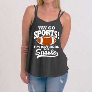 Funny Yay Go Sports I'm Just Here For Snacks Football Women's Strappy Tank