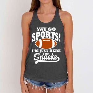 Funny Yay Go Sports I'm Just Here For Snacks Football Women's Knotted Racerback Tank