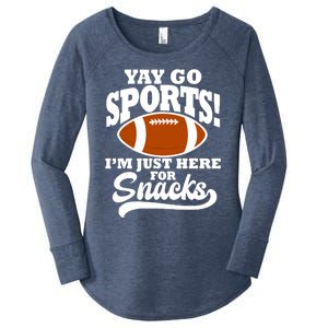 Funny Yay Go Sports I'm Just Here For Snacks Football Women's Perfect Tri Tunic Long Sleeve Shirt