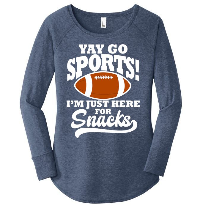 Funny Yay Go Sports I'm Just Here For Snacks Football Women's Perfect Tri Tunic Long Sleeve Shirt