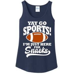 Funny Yay Go Sports I'm Just Here For Snacks Football Ladies Essential Tank