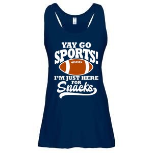 Funny Yay Go Sports I'm Just Here For Snacks Football Ladies Essential Flowy Tank