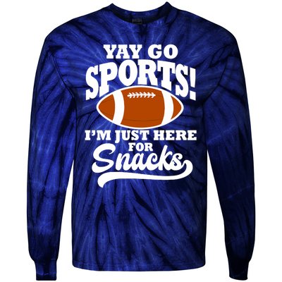 Funny Yay Go Sports I'm Just Here For Snacks Football Tie-Dye Long Sleeve Shirt