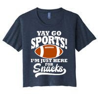 Funny Yay Go Sports I'm Just Here For Snacks Football Women's Crop Top Tee