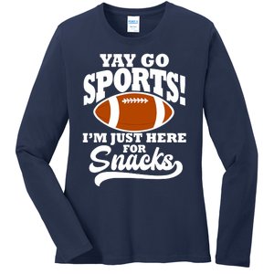 Funny Yay Go Sports I'm Just Here For Snacks Football Ladies Long Sleeve Shirt