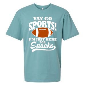 Funny Yay Go Sports I'm Just Here For Snacks Football Sueded Cloud Jersey T-Shirt