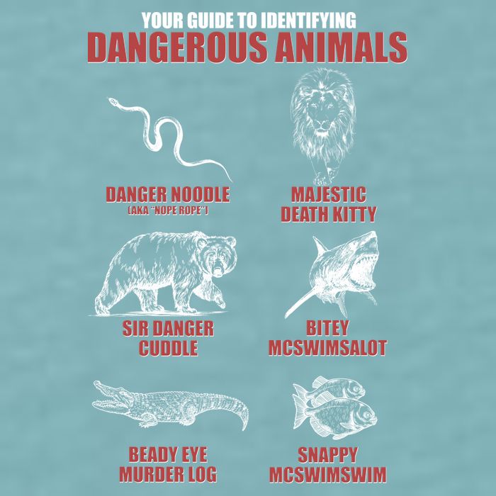 Funny Your Guide To Identifying Dangerous Animals Sueded Cloud Jersey T-Shirt
