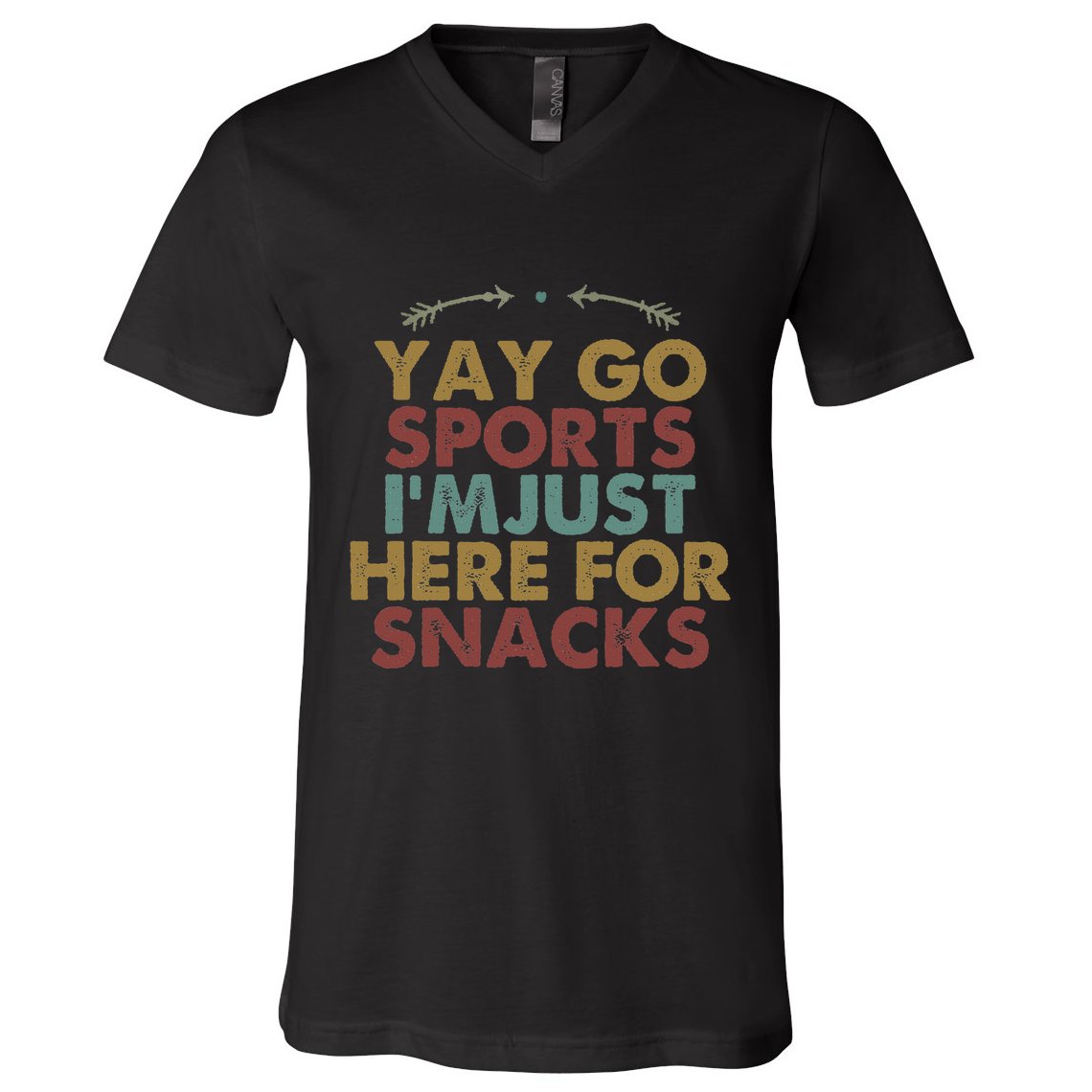 Funny Yay Go Sports IM Just Here For Snacks Football Retro V-Neck T-Shirt
