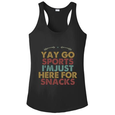 Funny Yay Go Sports IM Just Here For Snacks Football Retro Ladies PosiCharge Competitor Racerback Tank