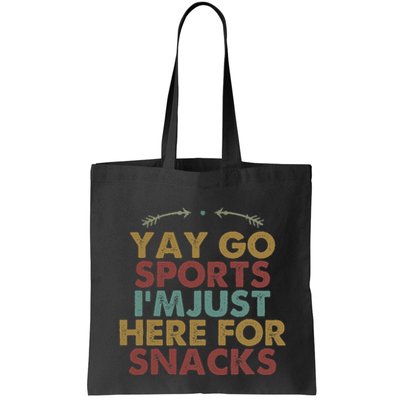 Funny Yay Go Sports IM Just Here For Snacks Football Retro Bag