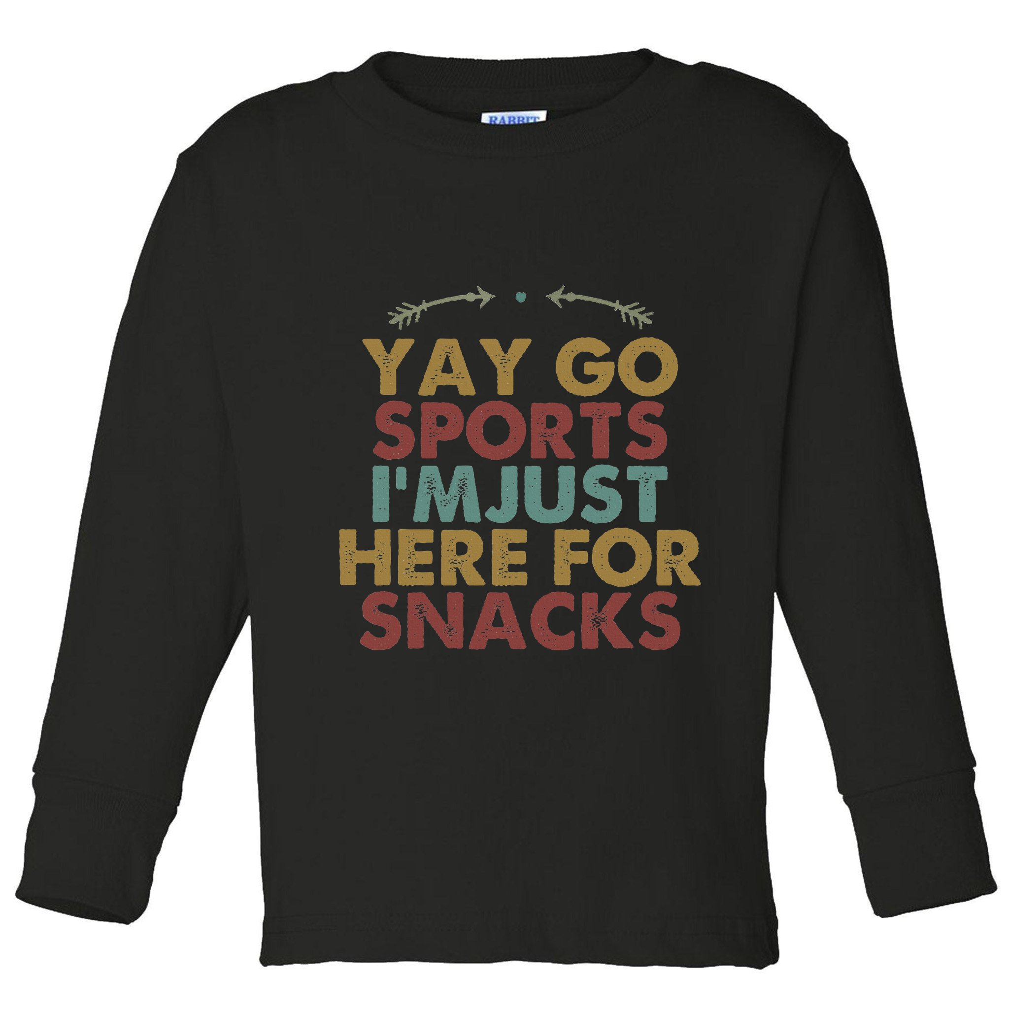 Funny Yay Go Sports IM Just Here For Snacks Football Retro Toddler Long Sleeve Shirt