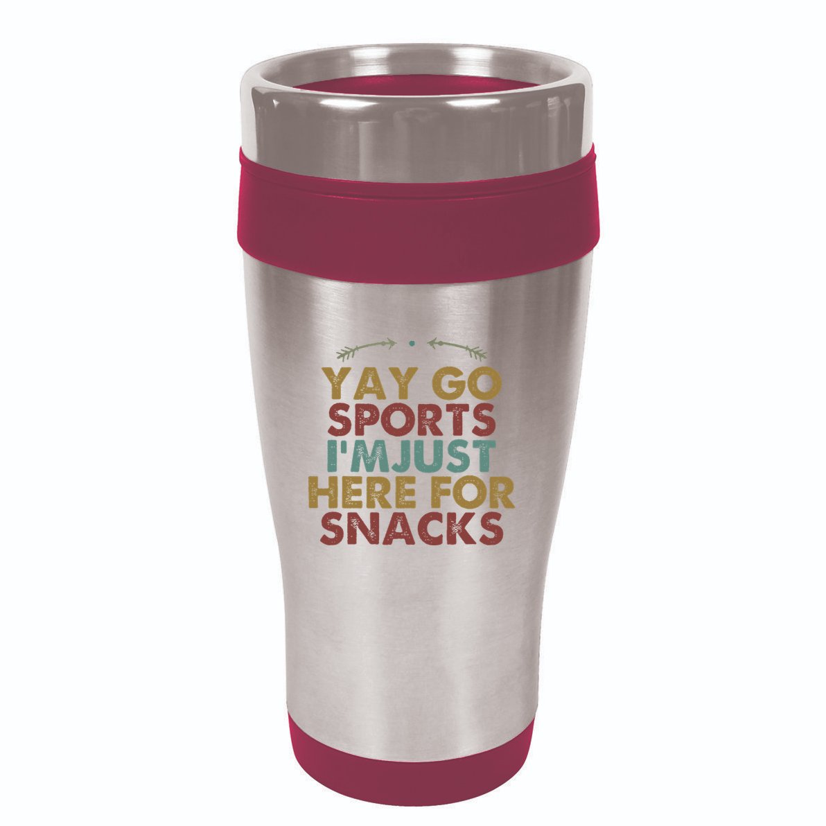 Funny Yay Go Sports IM Just Here For Snacks Football Retro 16oz Travel Tumbler