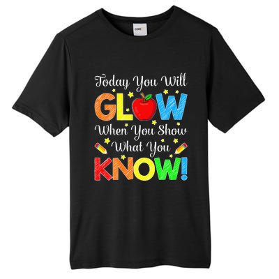 Funny You Glow Show What You Know Teacher Test Day Women Tall Fusion ChromaSoft Performance T-Shirt