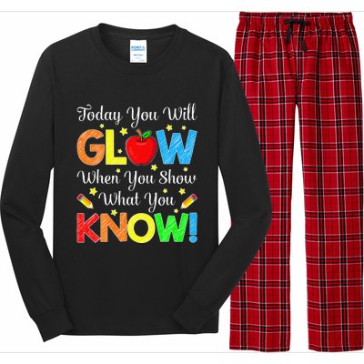 Funny You Glow Show What You Know Teacher Test Day Women Long Sleeve Pajama Set