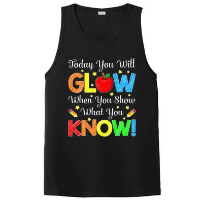 Funny You Glow Show What You Know Teacher Test Day Women PosiCharge Competitor Tank