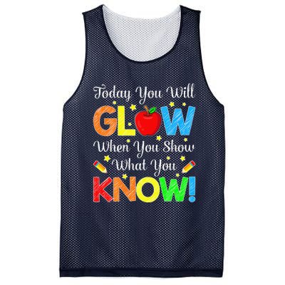 Funny You Glow Show What You Know Teacher Test Day Women Mesh Reversible Basketball Jersey Tank