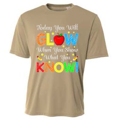 Funny You Glow Show What You Know Teacher Test Day Women Cooling Performance Crew T-Shirt