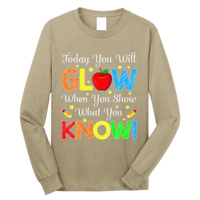 Funny You Glow Show What You Know Teacher Test Day Women Long Sleeve Shirt