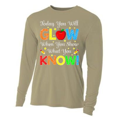 Funny You Glow Show What You Know Teacher Test Day Women Cooling Performance Long Sleeve Crew