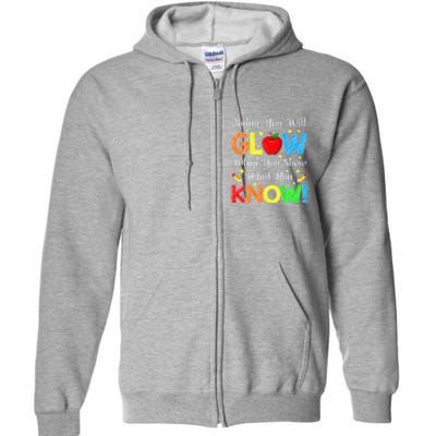 Funny You Glow Show What You Know Teacher Test Day Women Full Zip Hoodie