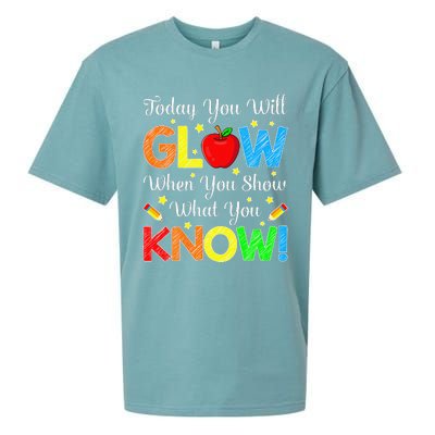 Funny You Glow Show What You Know Teacher Test Day Women Sueded Cloud Jersey T-Shirt