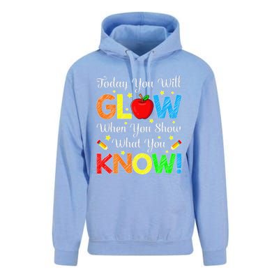 Funny You Glow Show What You Know Teacher Test Day Women Unisex Surf Hoodie