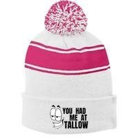 Funny You Had Me At Tallow Replace Seed Oils Maha Be Heathy Stripe Pom Pom Beanie